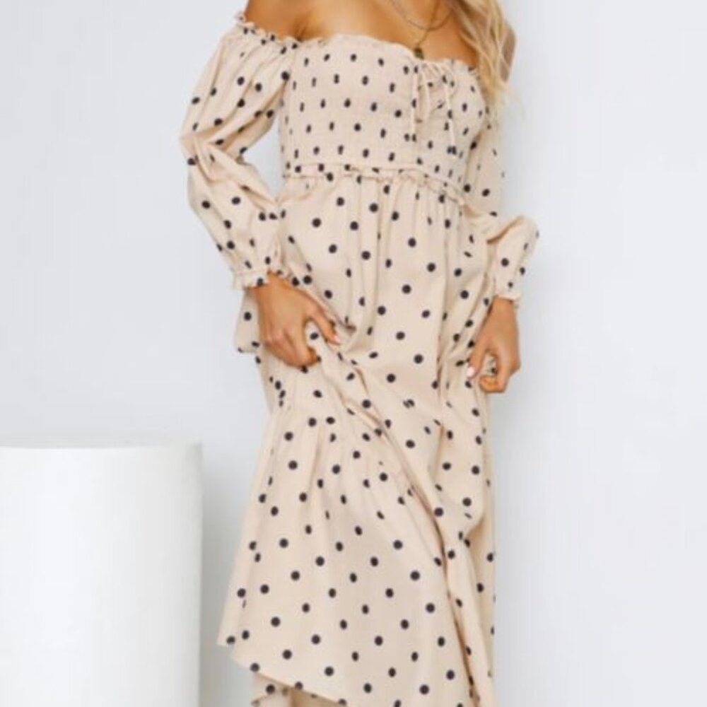 Kiss Me At Sunset Midi Dress Beige